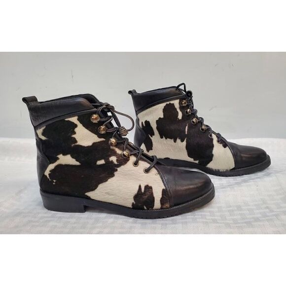 Stuart Weitzman Spanish crafted cowhide lace-up ankle boots ladies size 4 - Picture 6 of 7